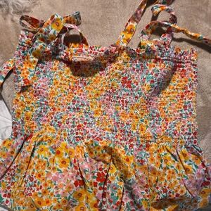 J. Crew Multicolor Floral Smocked Top